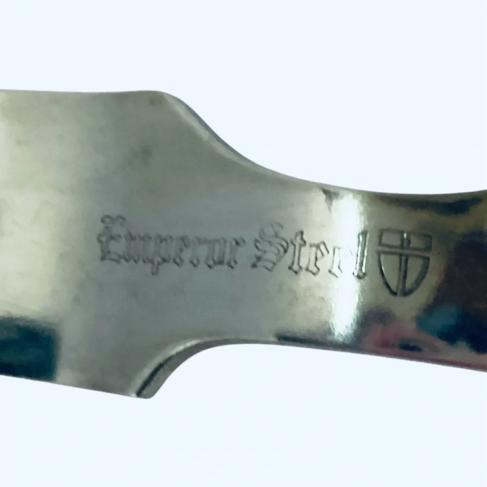 Vintage Emperor Steel Serving Fork Stainless Japan Riveted Wood Handle Full Tang